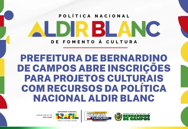 Prefeitura de Bernardino de Campos abre inscrições para projetos culturais com recursos da Política Nacional Aldir Blanc